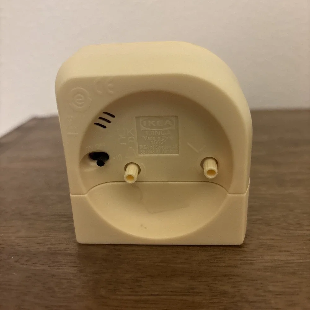 IKEA TJINGA Alarm Clock Battery Bedside Small Travel Clock Pale Yellow Works